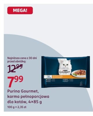 Karma Purina Gourmet, karma pełnoporcjowa dla kotów, 4×85 g promocja w Rossmann