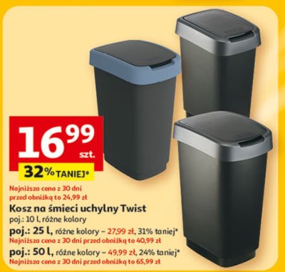Kosz na śmieci uchylny Twist poj.: 10 l różne kolory promocja w Auchan