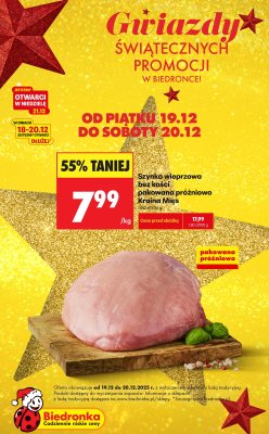 Szynka wieprzowa bez kości pakowana próżniowo  promocja w Biedronka