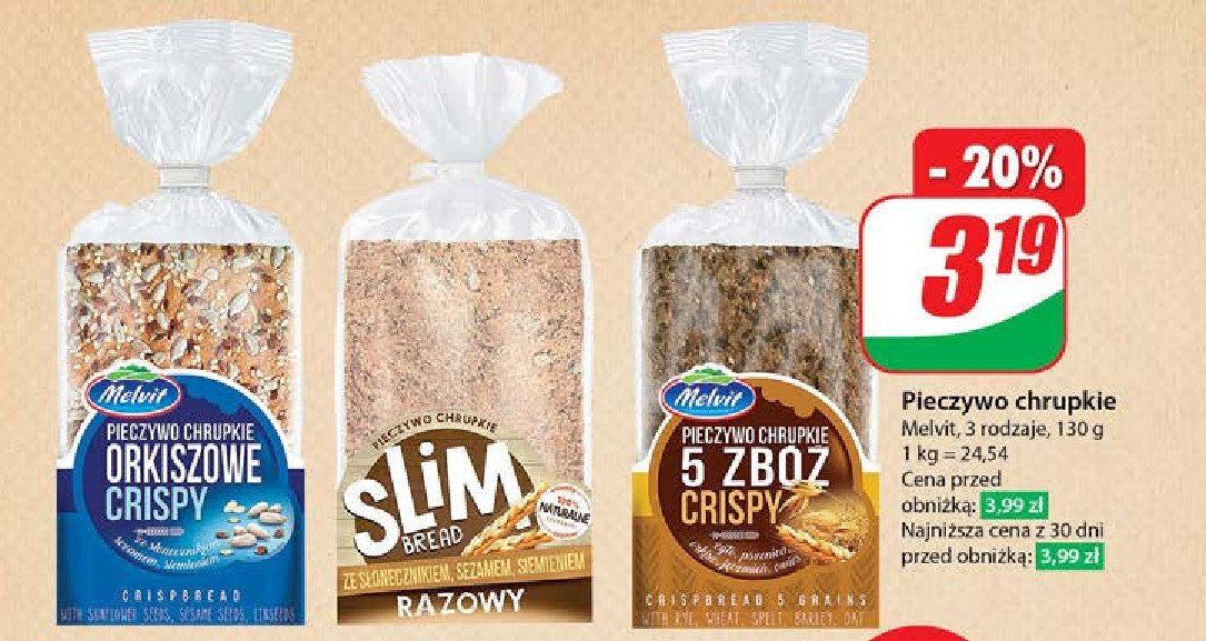 Slim bread razowy Melvit promocja w Dino