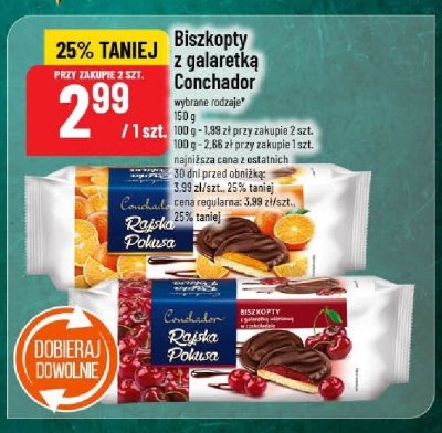 Biszkopty z galaretką Conchador wybrane rodzaje promocja w POLOmarket