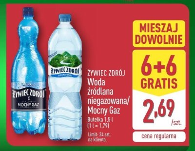 Woda Żywiec Zdrój niegazowana/Mocny Gaz 1.5l promocja w Aldi