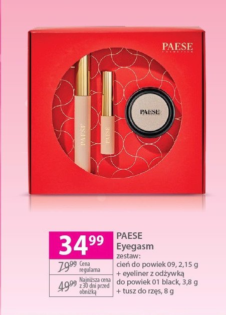 Zestaw w pudełku eyegasm: cień + eyeliner + mascara PAESE ZESTAW promocja