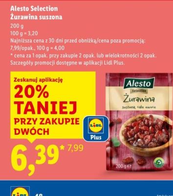 Żurawina suszona Alesto Selection promocja w Lidl