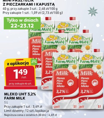 Mleko UHT 3,2% Farm Milk promocja w Stokrotka