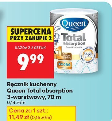 Ręcznik kuchenny Queen Total absorption 3-warstwowy, 70 m promocja w Biedronka
