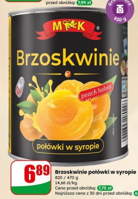 Brzoskwinie połówki w syropie  promocja w Dino