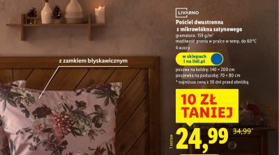 Pościel dwustronna z mikrowłókna satynowego  140×200 cm promocja w Lidl