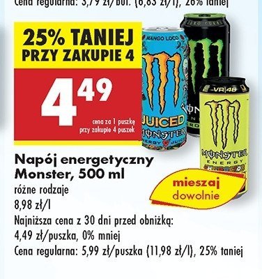 Nap贸j energetyczny zero Monster energy classic promocja