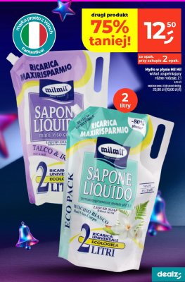 Mydło w płynie Mil Mil Ricarica Maxirisparmio Talco & Iris 2l promocja w Dealz
