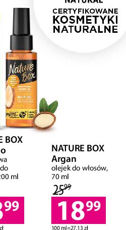 Olejek do włosów arganowy Nature box promocja