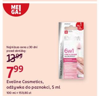 Odżywka do paznokci 6w1 care&colour nadająca kolor nude Eveline nail therapy professional promocja