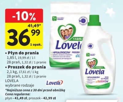 Płyn do prania Lovela wybrane rodzaje 1,85l lub 2,1kg promocja w Intermarche