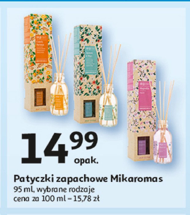 Patyczki zapachowe cynamon i pomarańcza Mikaromas promocja w Auchan