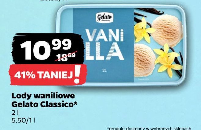 Lody vanilla Gelato classico promocja