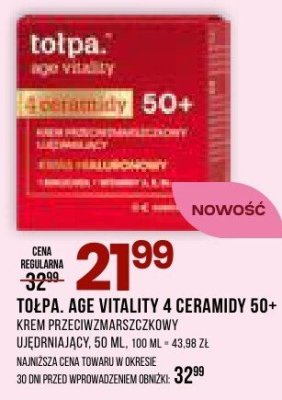 Krem przeciwzmarszczkowy ujędrniający TOŁPA Age vitality 4 ceramidy 50+ promocja w Drogerie Natura