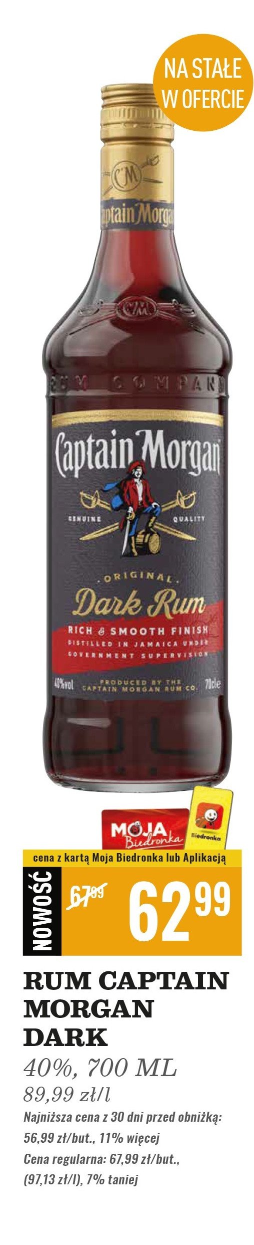 Rum Captain morgan dark rum promocja w Biedronka