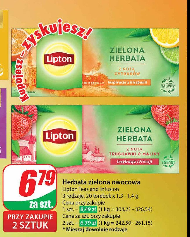 Herbata citrus Lipton clear green promocja