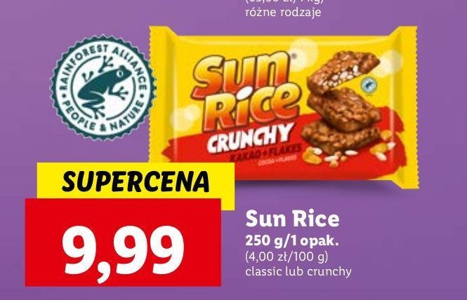 Czekolada crunchy Sun rice promocja