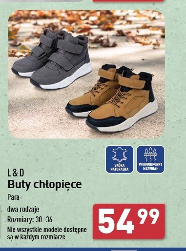 Buty chłopięce 30-36 L&d promocja