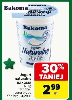 Jogurt naturalny gęsty BAKOMA 350g promocja w Carrefour Market