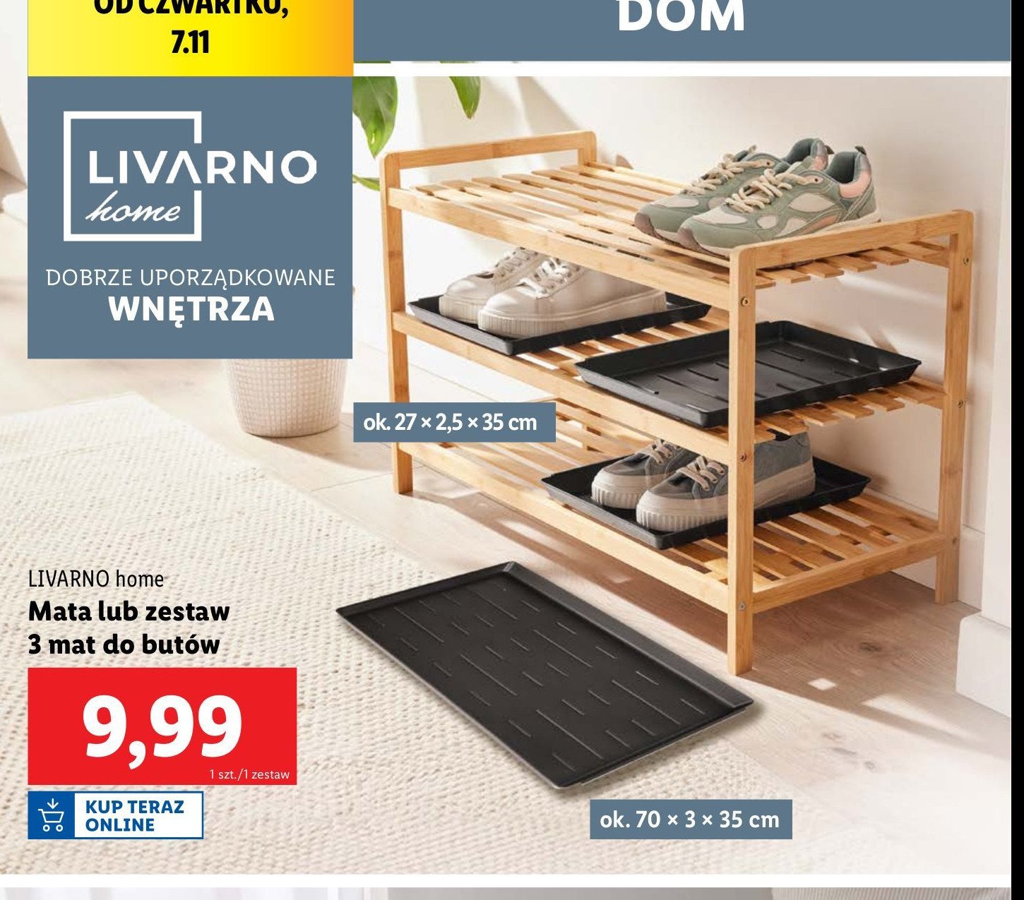 Mata do butów 27 x 2.5 x 35 cm LIVARNO HOME promocja w Lidl