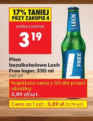 Piwo bezalkoholowe Lech Free 0,0%,  promocja w Biedronka