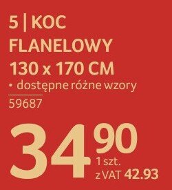 Koc flanelowy 130 x 170 cm promocja w Selgros