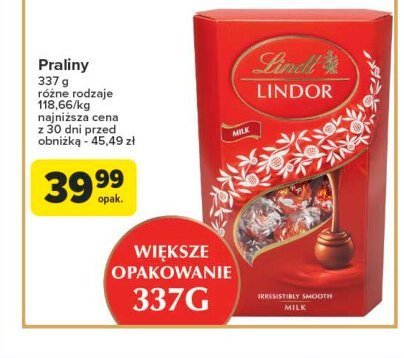 Bombonierka milk cornet Lindt lindor promocja w Carrefour