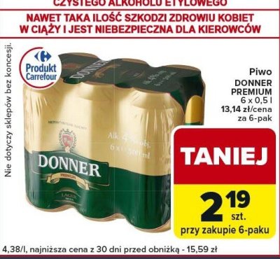 Piwo DONNER PREMIUM 6 x 0.5 l promocja w Globi