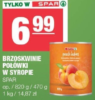 Brzoskwinie połówki w syropie SPAR promocja w SPAR