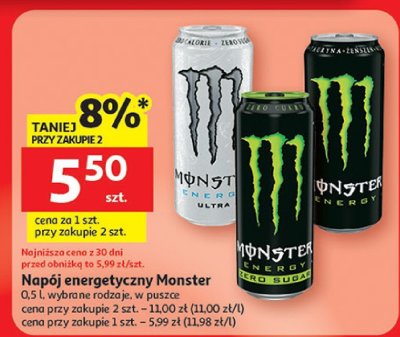 Napój energetyczny Monster 0.5 l promocja w Auchan