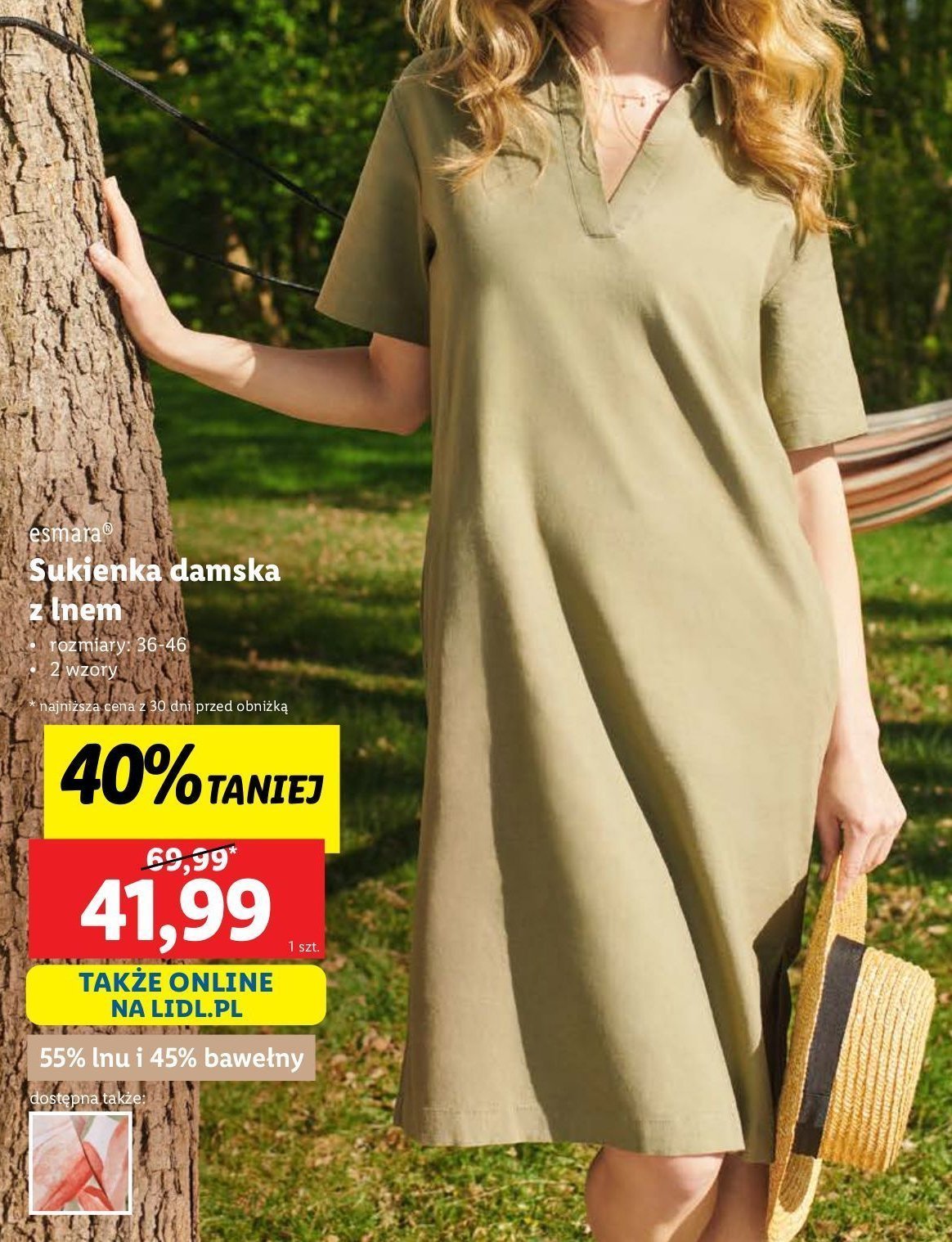 Sukienka damska z lnem 36-46 Esmara promocja