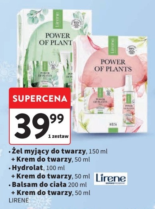 Zestaw w pudełku aloes: żel do twarzy 150 ml + krem do twarzy 50 ml Lirene power of plants promocja