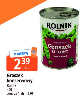 Groszek zielony konserwowy Rolnik promocja w Leclerc