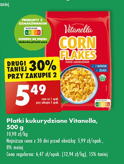 Płatki kukurydziane Vitanella promocja
