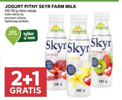 Jogurt Pitny Skyr Farm Milk 330-700g różne rodzaje promocja w Stokrotka