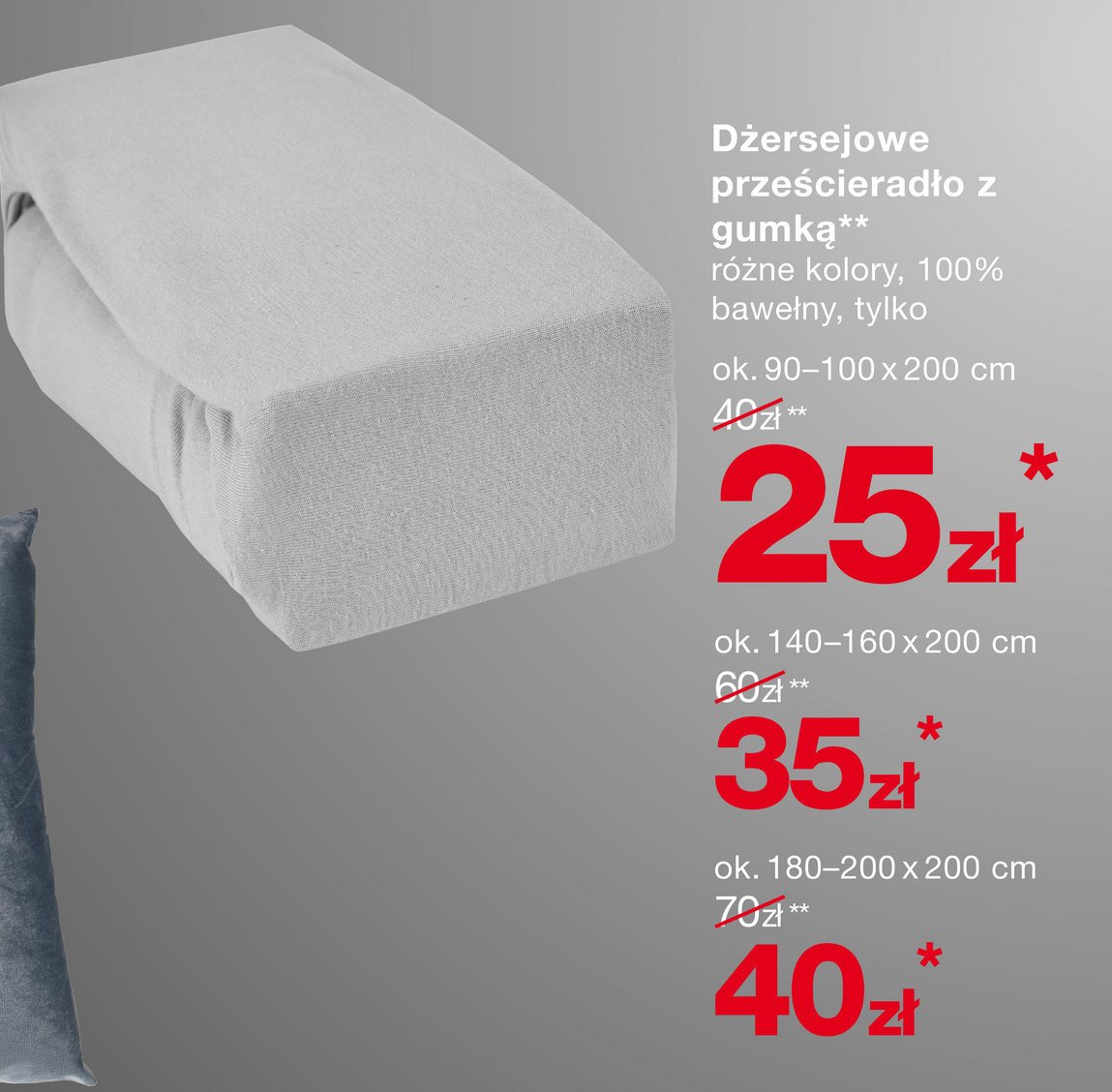 Prześcieradło jersey z gumką 180-200 x 200 cm promocja