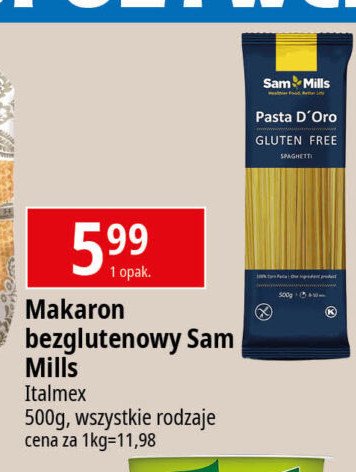 Makaron bezglutenowy spaghetti Sam mills promocja