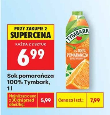 Sok pomarańcza 100% Tymbark, 1 l promocja w Biedronka
