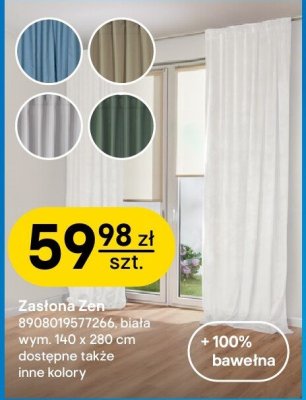 Zasłona Zen biała wym. 140 x 280 cm promocja w Castorama
