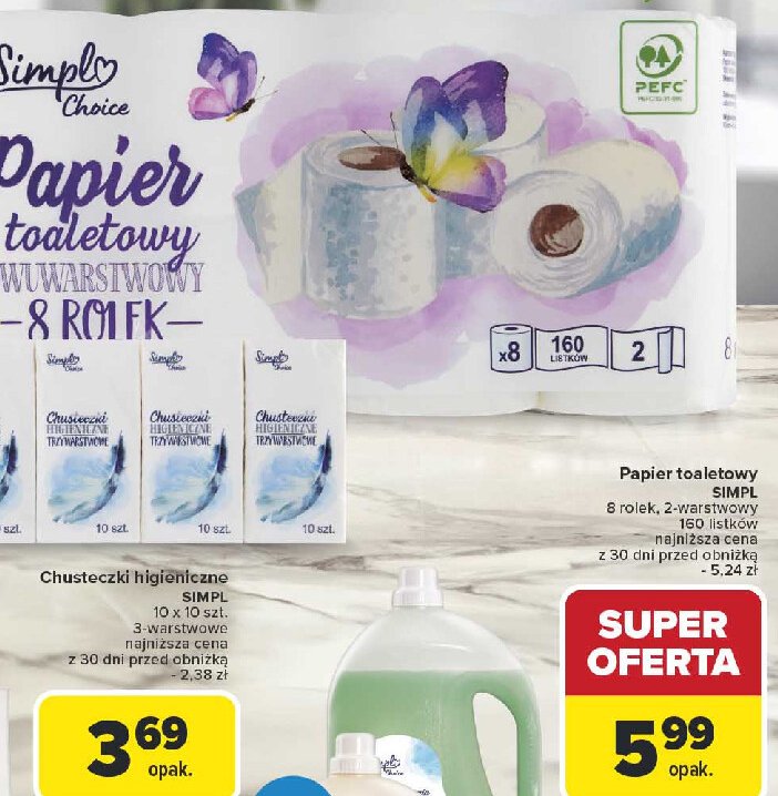 Papier toaletowy dwuwarstwowy SIMPLY CHOICE promocja w Carrefour