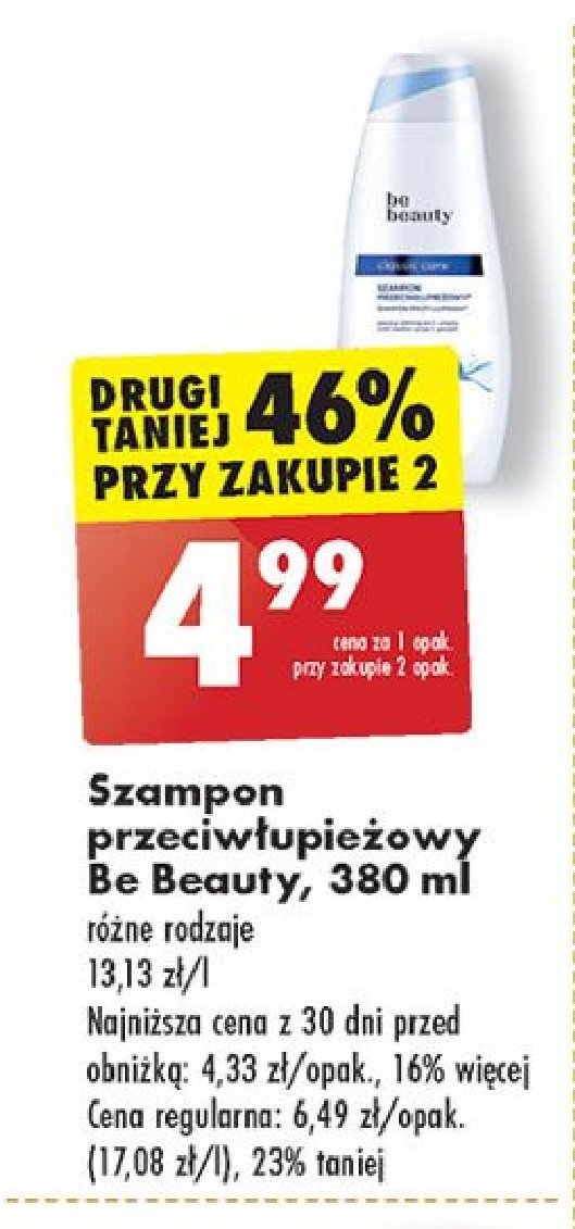 Szampon przeciwłupieżowy Be beauty Be beauty care promocja w Biedronka