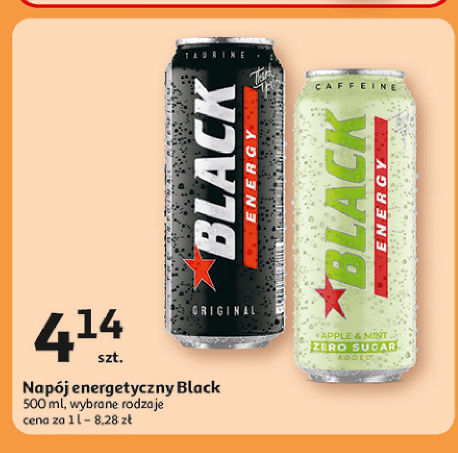 Napój apple & mint zero sugar Black energy promocja w Auchan