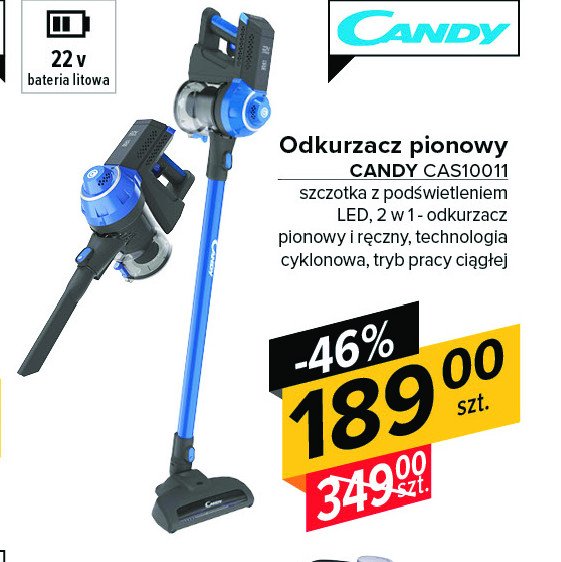 Odkurzacz pionowy cas10011 Candy promocja