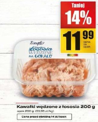 Kawałki wędzona z łososia Kawałki wędzona z łososia 200g promocja w Supeco