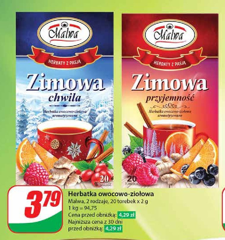 Herbata zimowa przyjemność Malwa tea promocja w Dino