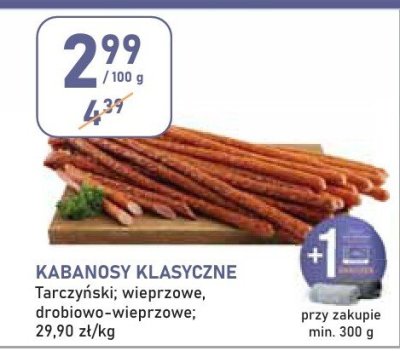 Kabanosy klasyczne tarczyński, wieprzowe, drobiowo-wieprzowe promocja w Stokrotka