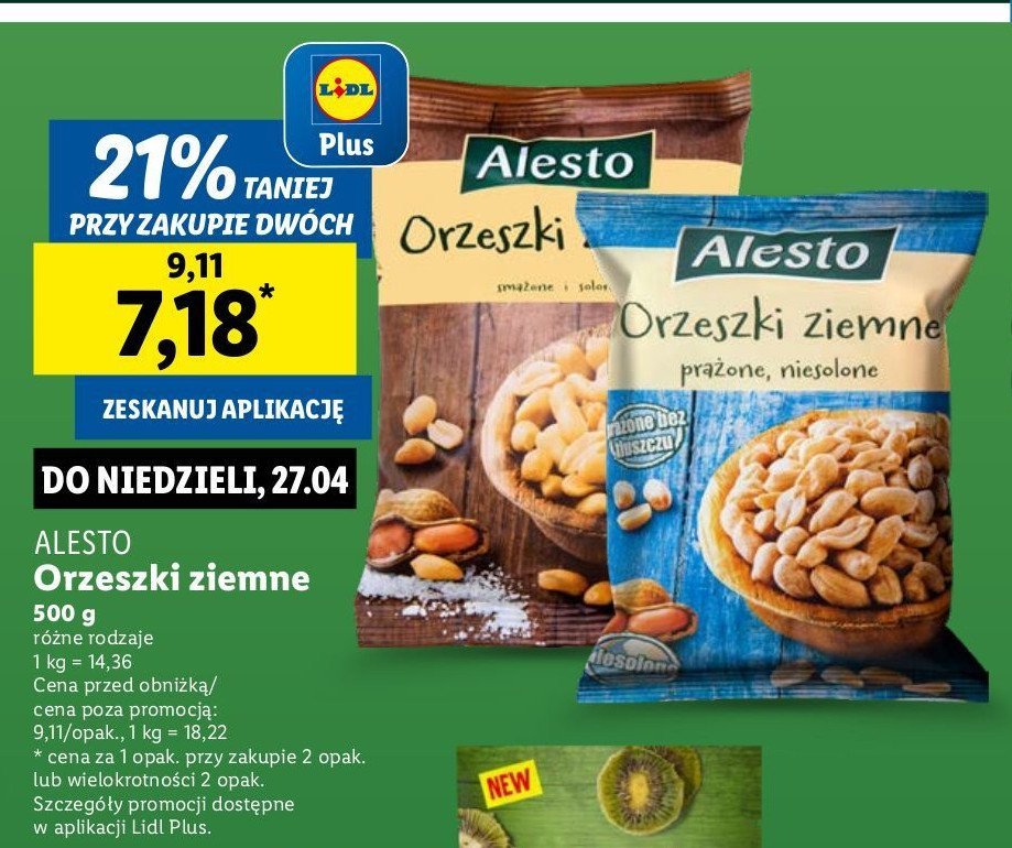 Orzeszki ziemne prażone i niesolone Alesto promocja