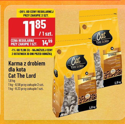 Karma dla kota z kurczakiem sterile Cat the lord promocja